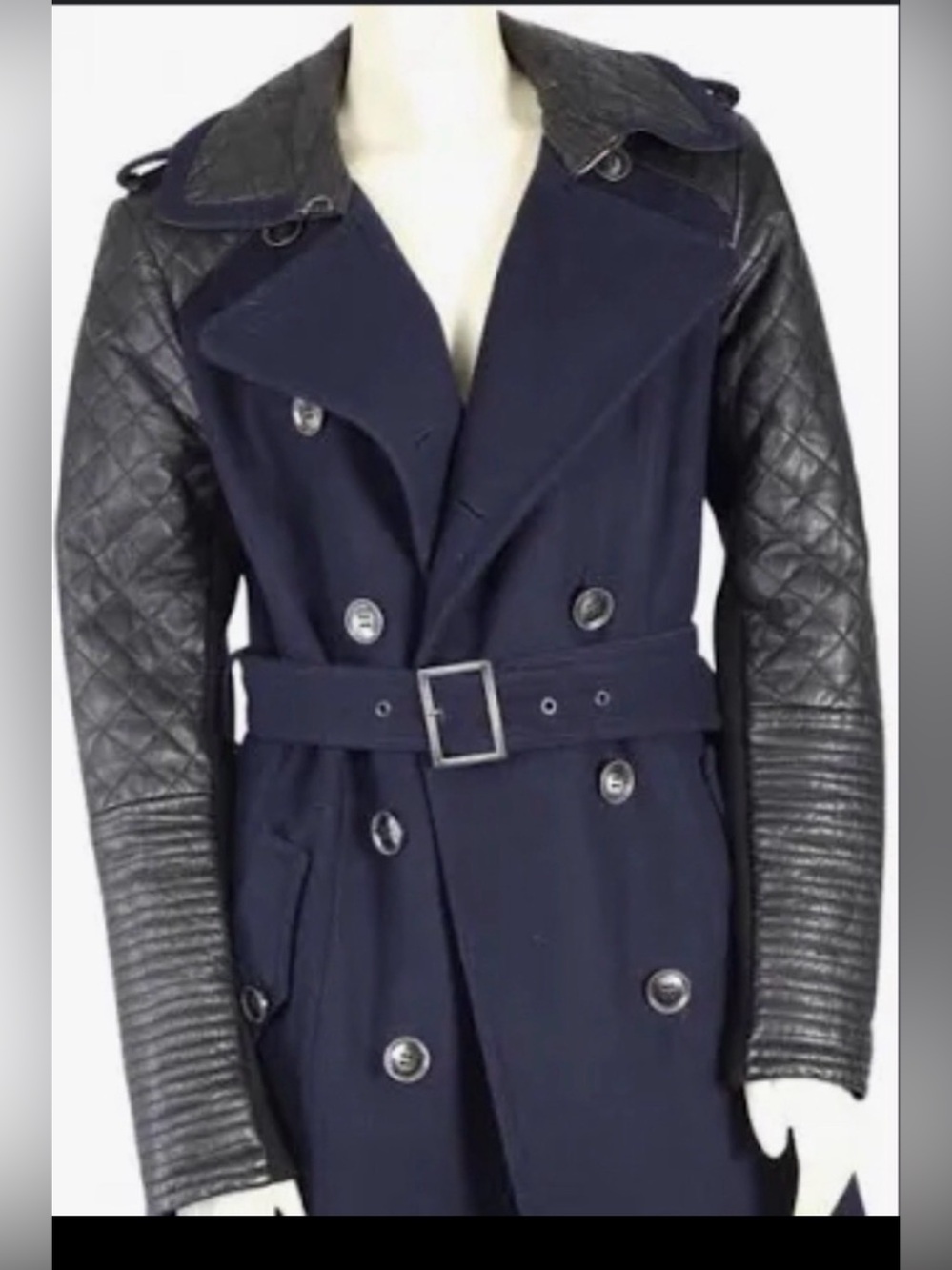 BCBGMaxAzria Navy and Black Pea Coat